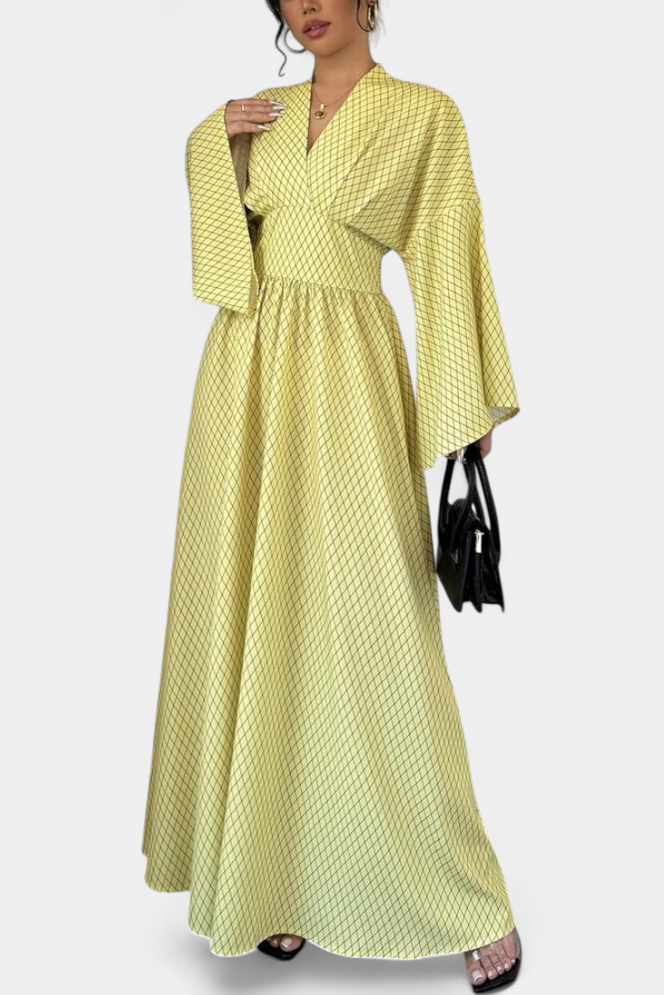 Anelia - Μάξι Γεωμετρικό Φόρεμα με Ντεκολτέ V