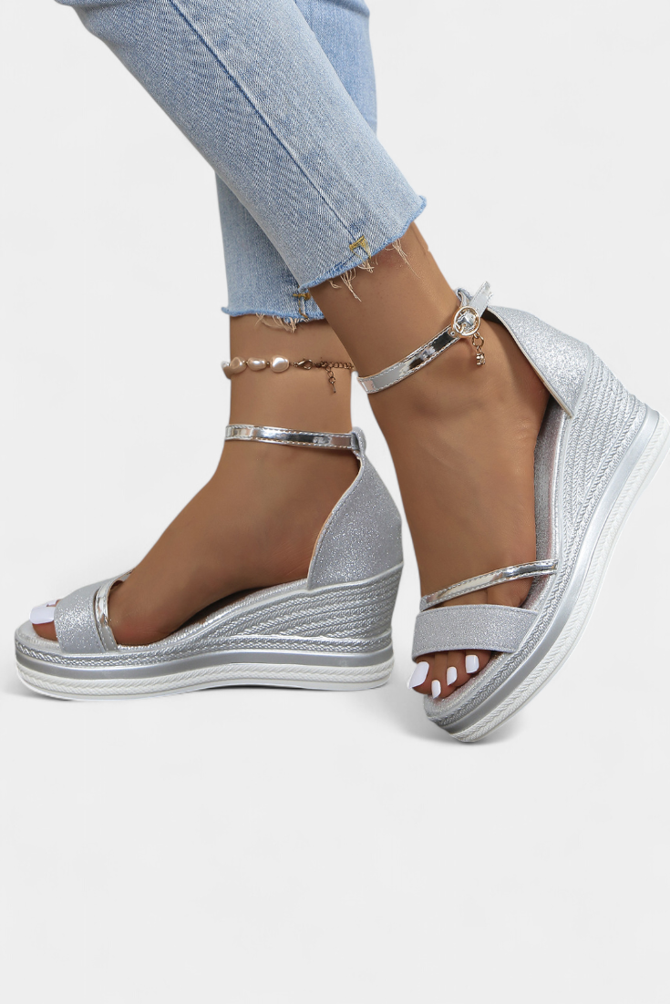 Corinne Orthopedic Wedge Platform Σανδάλια με γυαλιστερό φινίρισμα
