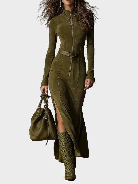 Lauren | Μάξι Φόρεμα με Φερμουάρ και Ζώνη