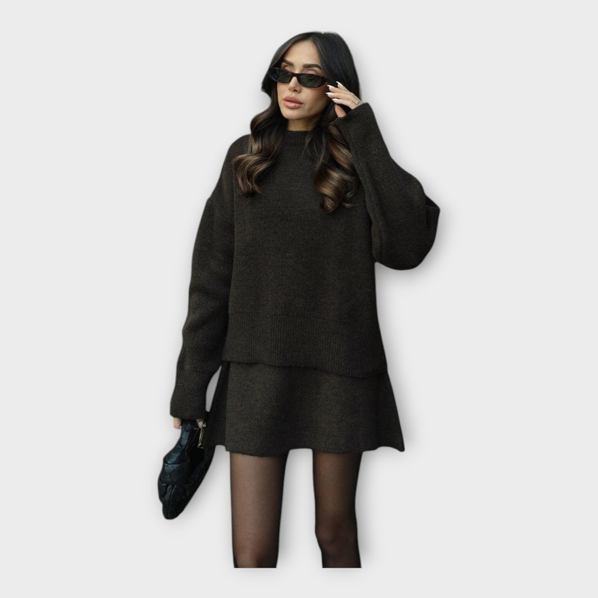 Σετ Πλεκτής Μπλούζας και Φούστας με Μοντέρνα Γραμμή