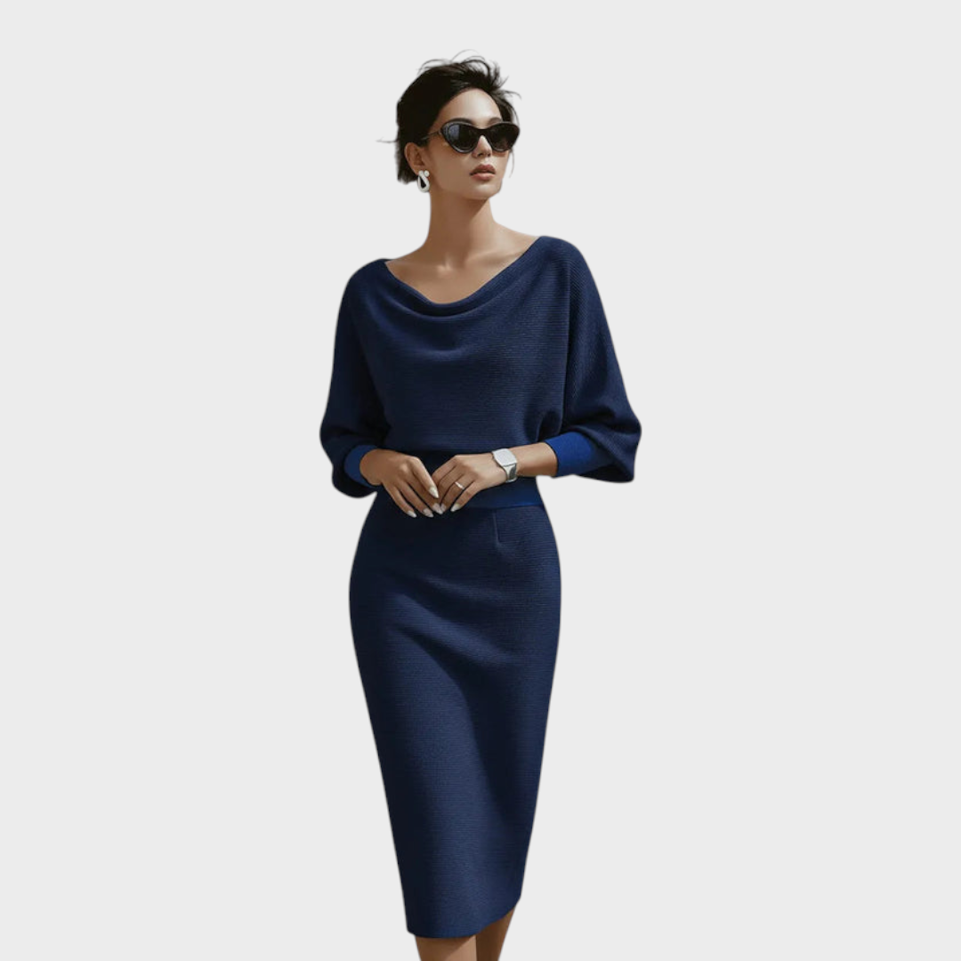 Janna | Λευκό Σατέν Φόρεμα Midi με Μανίκια Batwing