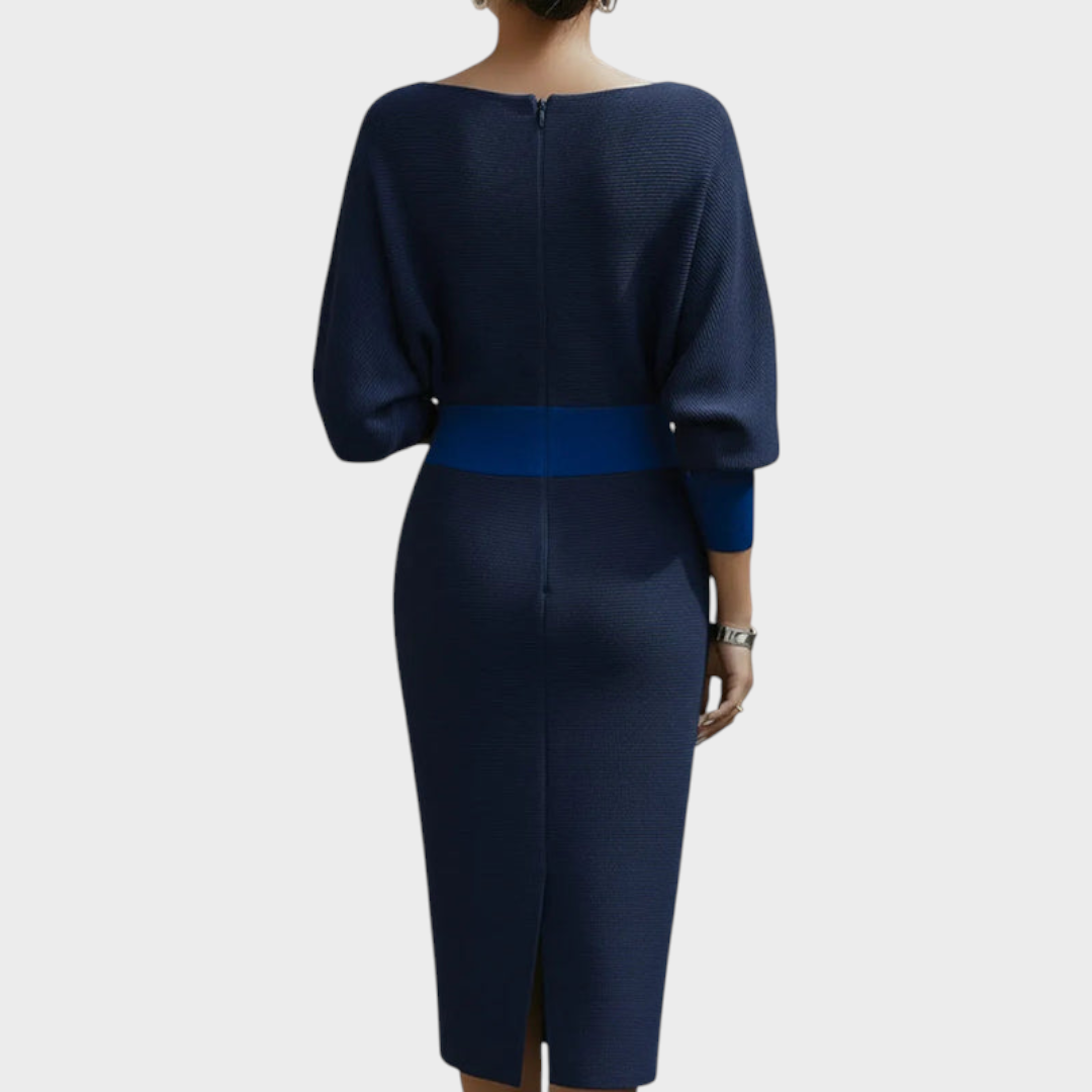 Janna | Λευκό Σατέν Φόρεμα Midi με Μανίκια Batwing