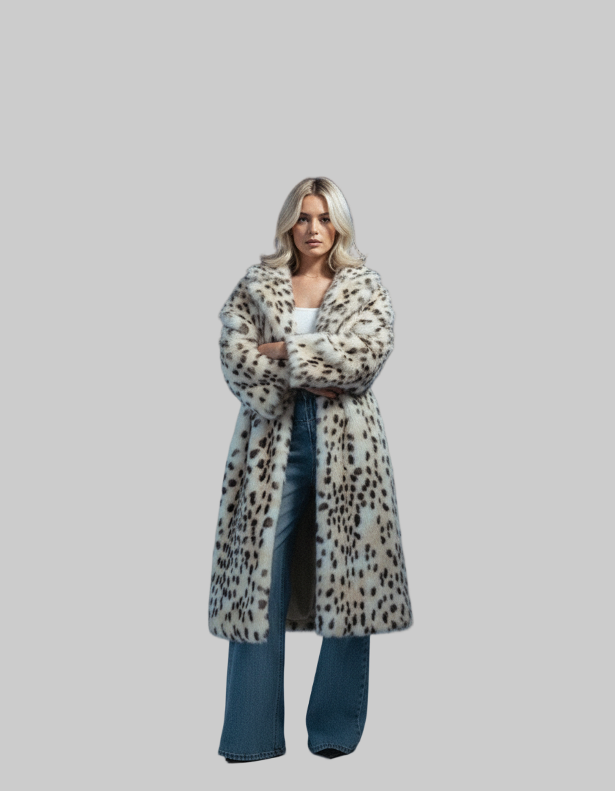 Asteria παλτό από ψεύτικη γούνα με σχέδιο χιονό-λεοπάρ