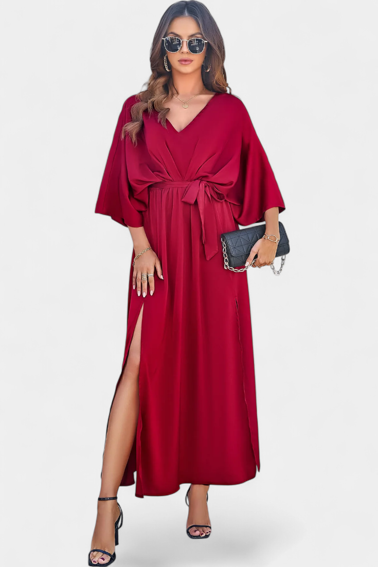 Milly Elegant φόρεμα με φιόγκο και άνοιγμα