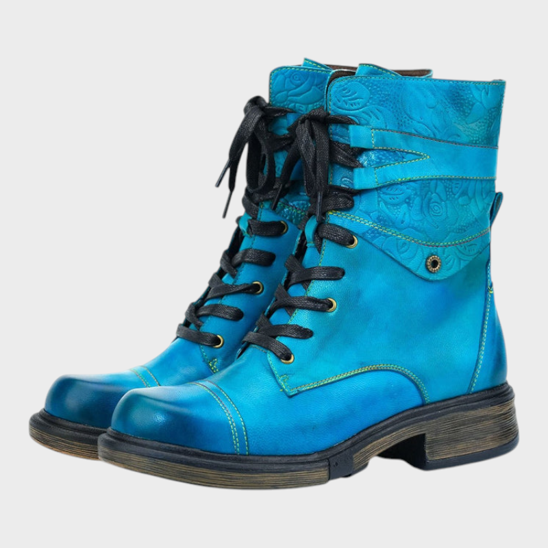 Quinn | Άνετες Γνήσιες Δερμάτινες Μπότες Με Σχοινάκια Και Εσωτερικούς Φερμουάρ