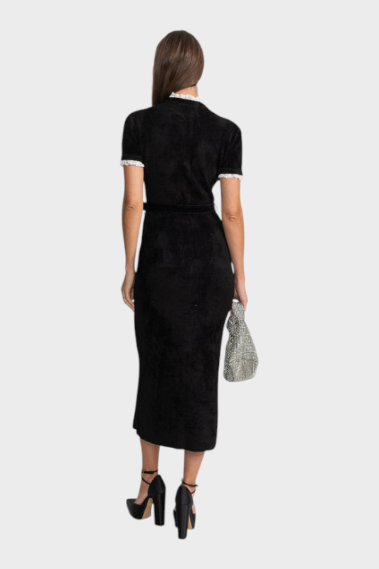 Phenelope | Κομψό Μίντι Φόρεμα με Κρυστάλλινους Κουμπιά και Δαντέλα