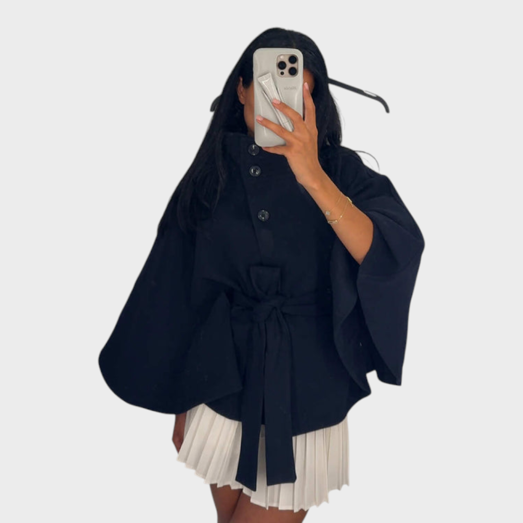 Marianne | Μπουφάν Κάπα με Ψηλό Γιακά και Ζώνη