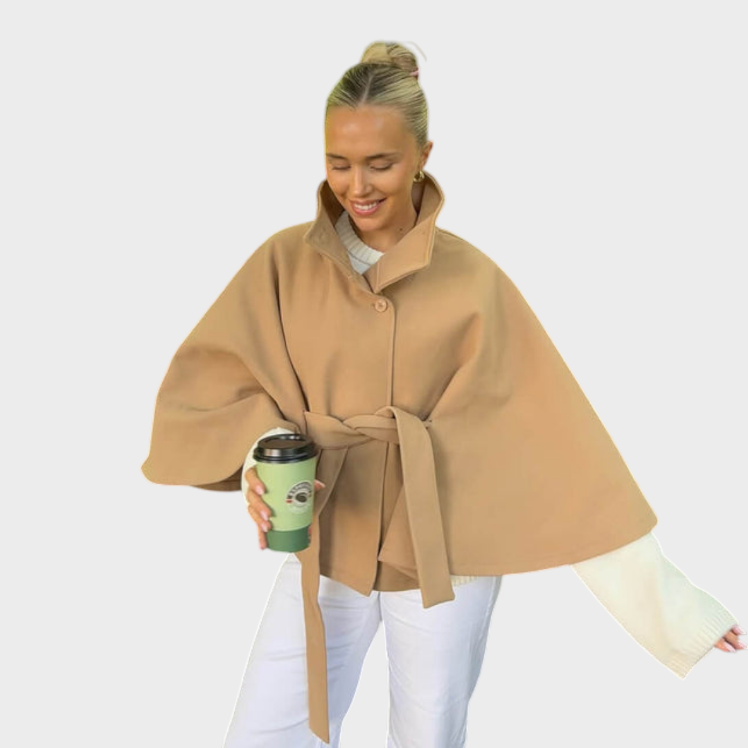 Marianne | Μπουφάν Κάπα με Ψηλό Γιακά και Ζώνη