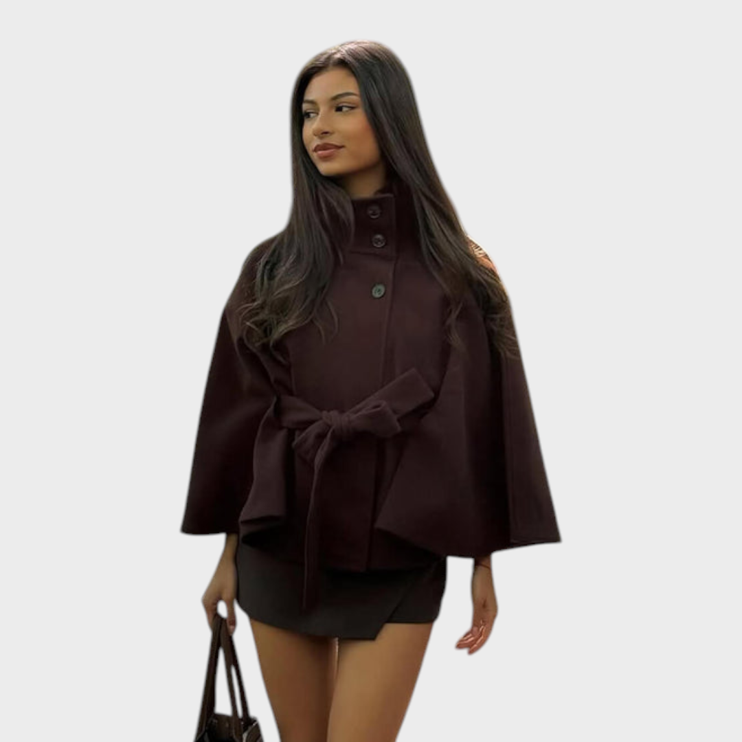 Marianne | Μπουφάν Κάπα με Ψηλό Γιακά και Ζώνη