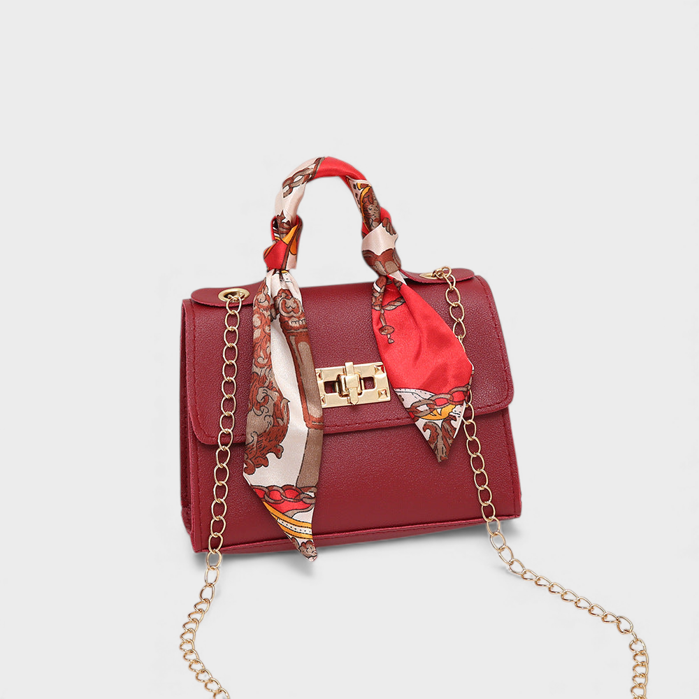 Lyla - Μικρή Τσάντα Αλυσίδας με Μεταξωτό Μαντήλι