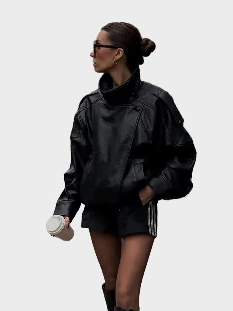 Carla Ασύμμετρο Δερμάτινο Τζάκετ