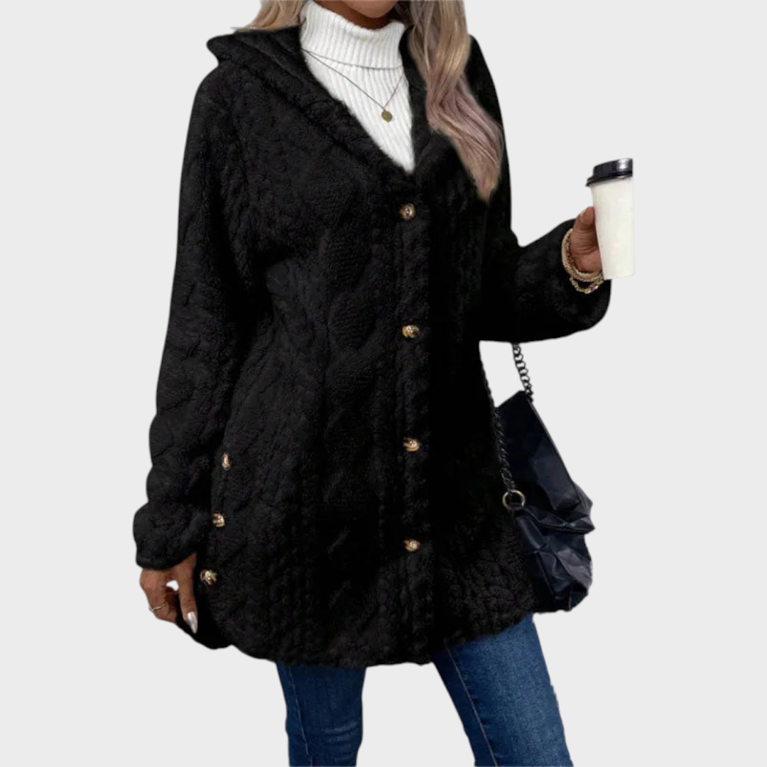 Elzie | Γυναικείο Ζεστό Τζάκετ με Κουκούλα σε Ζακάρ