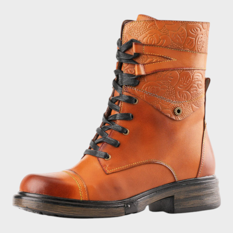 Quinn | Άνετες Γνήσιες Δερμάτινες Μπότες Με Σχοινάκια Και Εσωτερικούς Φερμουάρ