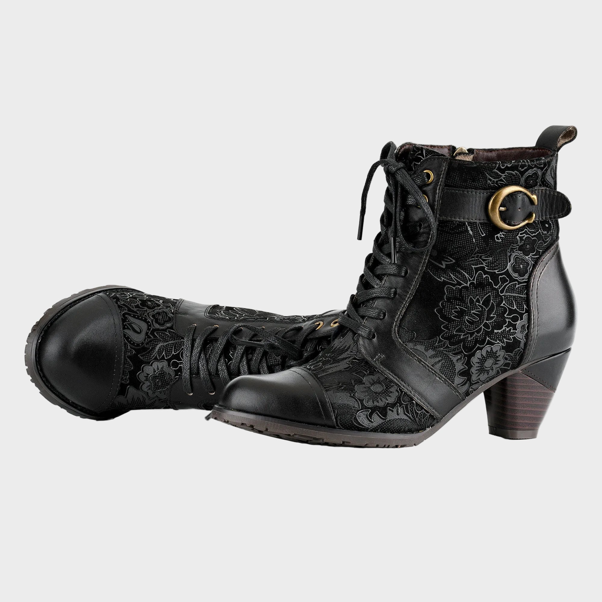 Timeless Grace Floral Μποτάκια με Κορδόνια