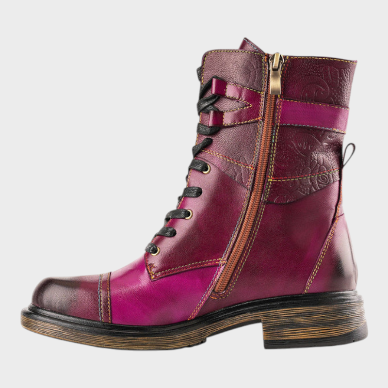 Quinn | Άνετες Γνήσιες Δερμάτινες Μπότες Με Σχοινάκια Και Εσωτερικούς Φερμουάρ